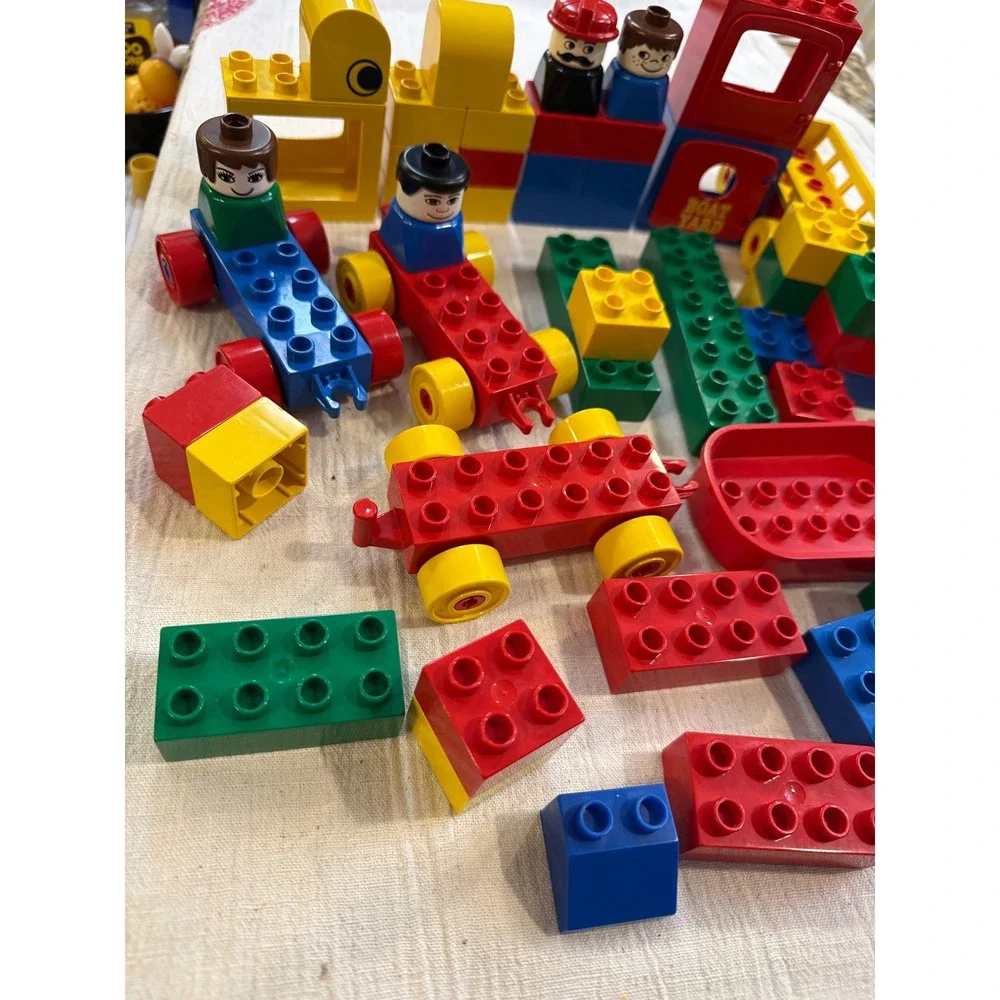 Vintage LEGO Duplo Mixed Lot Building Blocks Vehicles Figures Boat Yard Set